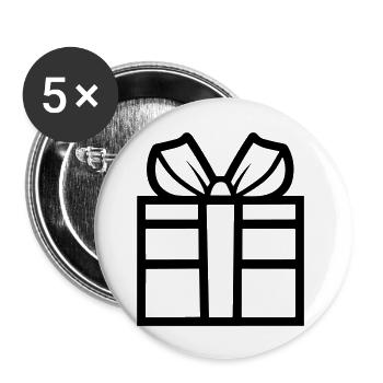 Geschenk-Icon-Box - Buttons groß 56 mm (5er Pack) - Weiß - Vorne