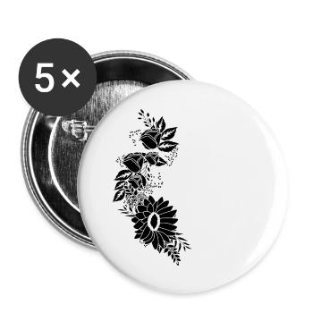 Floral letter g black and white - Buttons large 2.2''/56 mm (5-pack) - white - Front