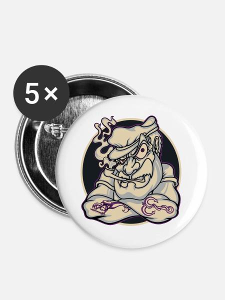 Capitan - Buttons groß 56 mm (5er Pack) - Weiß