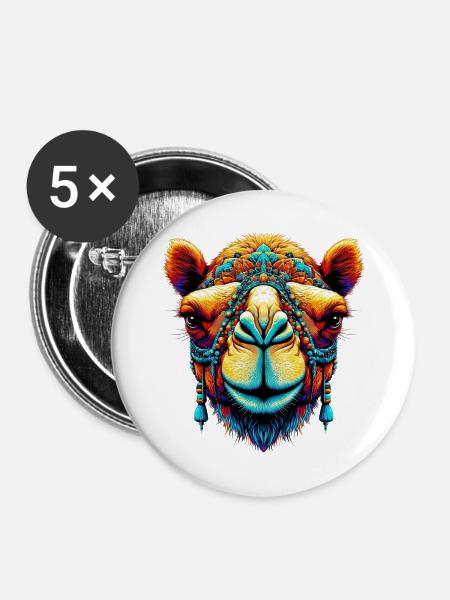 Kamel - Buttons groß 56 mm (5er Pack) - Weiß