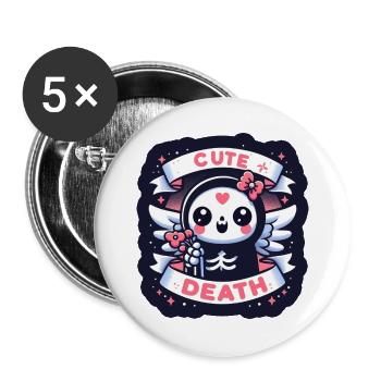 Sweet Death with Wings and Flowers - Buttons large 2.2''/56 mm (5-pack) - white - Front