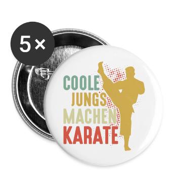 Cool guys doing karate training martial arts - Buttons large 2.2''/56 mm (5-pack) - white - Front