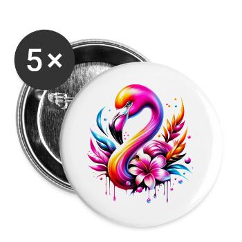 Flamingo - Buttons large 2.2''/56 mm (5-pack) - white - Front