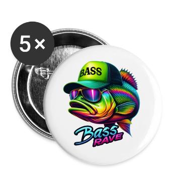 Rave de bar rayé - Lot de 5 grands badges (56 mm) - blanc - Devant