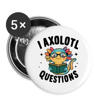 Questions sur l’axolotl I - Mignonne Axolotl - Lot de 5 grands badges (56 mm) - blanc - Devant