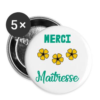 MISTRESS. THANK YOU. THANK YOU MISTRESS. GIFT - Buttons large 2.2''/56 mm (5-pack) - white - Front
