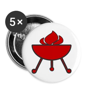 Feu de flammes de gril - Lot de 5 grands badges (56 mm) - blanc - Devant