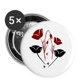 Tulpen mit Ameisen - Buttons groß 56 mm (5er Pack) - Weiß - Vorne