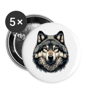 Wolf - Buttons large 2.2''/56 mm (5-pack) - white - Front