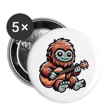 Bigfoot jouant de la guitare - Lot de 5 grands badges (56 mm) - blanc - Devant