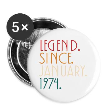 Legende seit Januar 1974 - Minimalistisch - Buttons groß 56 mm (5er Pack) - Weiß - Vorne