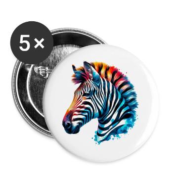 Zebra - Buttons groß 56 mm (5er Pack) - Weiß - Vorne