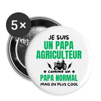 PAPA AGRICULTEUR - Lot de 5 grands badges (56 mm) - blanc - Devant