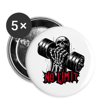 Haltère de musculation No Limit Hard Workout - Lot de 5 grands badges (56 mm) - blanc - Devant