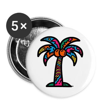 Palme - Buttons groß 56 mm (5er Pack) - Weiß - Vorne