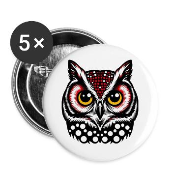 Eule - Buttons groß 56 mm (5er Pack) - Weiß - Vorne