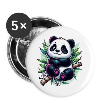 Panda - Buttons groß 56 mm (5er Pack) - Weiß - Vorne