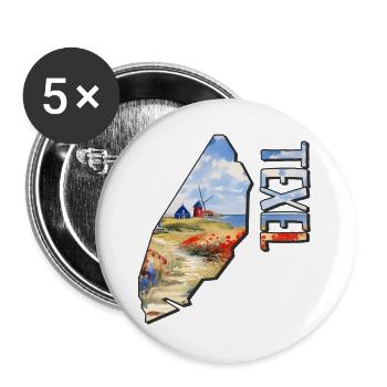 Aquarell Landkarte Texel - Buttons groß 56 mm (5er Pack) - Weiß - Vorne