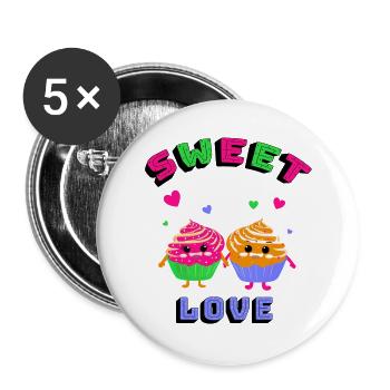 Cute cupcakes - Buttons large 2.2''/56 mm (5-pack) - white - Front