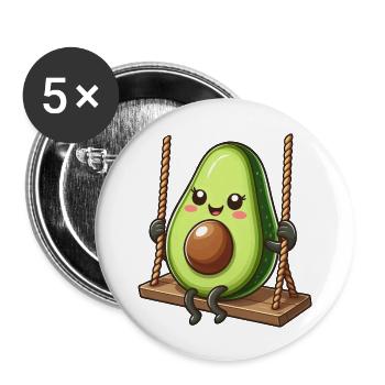Cute Avocado Swinging Playground Cartoon Comic - Buttons large 2.2''/56 mm (5-pack) - white - Front