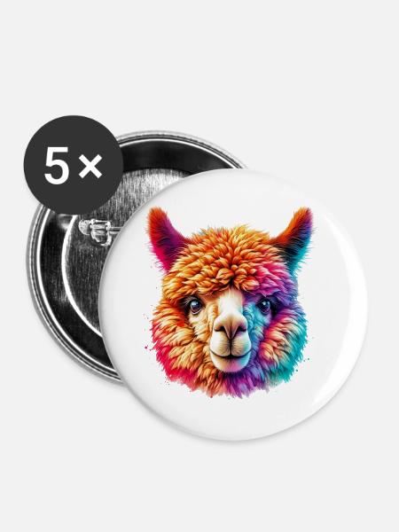Alpaka - Buttons groß 56 mm (5er Pack) - Weiß