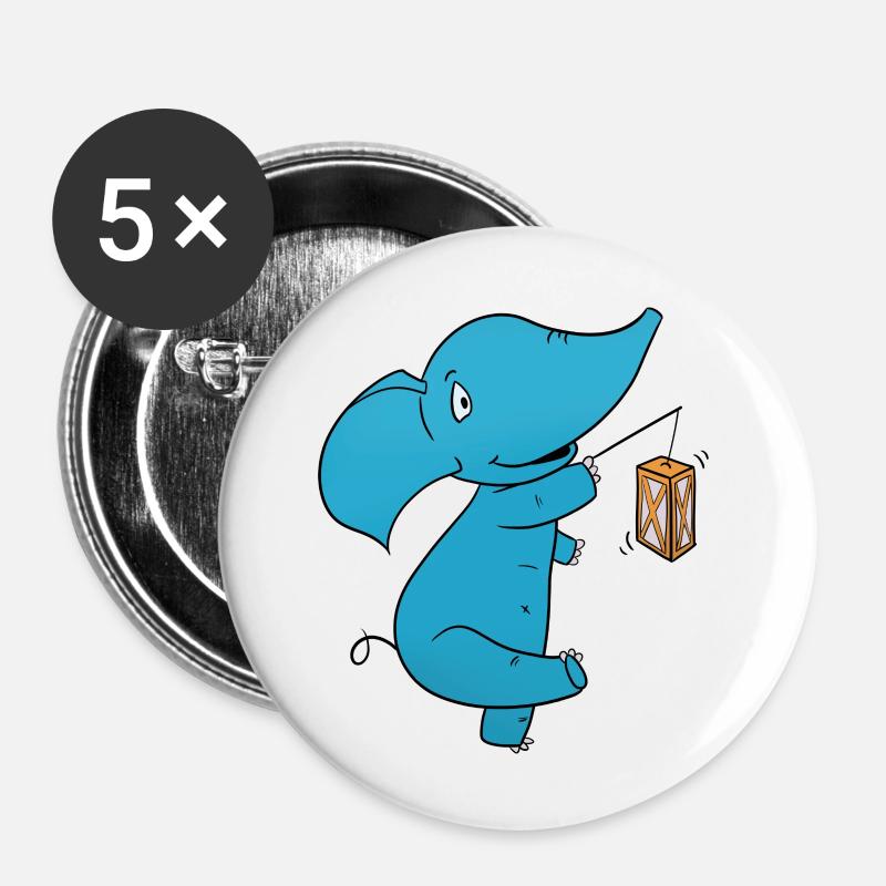 Elephant Lantern - Buttons large 2.2''/56 mm (5-pack) - white