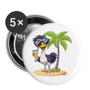 Strauß Sommer Strand Comic - Buttons groß 56 mm (5er Pack) - Weiß - Vorne