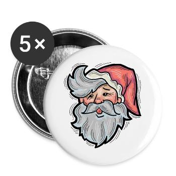 Weihnachtsmann - Buttons groß 56 mm (5er Pack) - Weiß - Vorne
