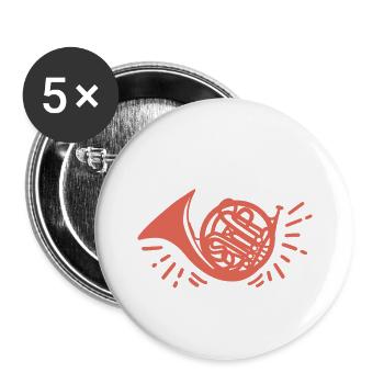 Waldhorn - Buttons groß 56 mm (5er Pack) - Weiß - Vorne