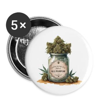 Oma's bestgehütetes Geheimnis: Allround Medizin - Buttons groß 56 mm (5er Pack) - Weiß - Vorne