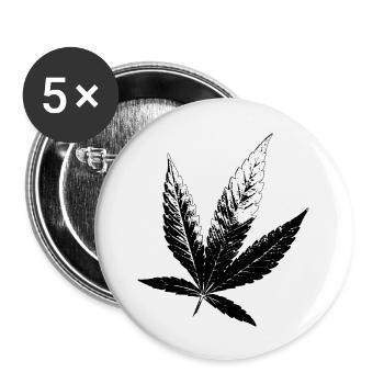 Cannabis Hanf Blatt - Buttons groß 56 mm (5er Pack) - Weiß - Vorne