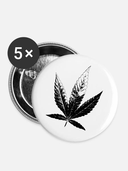Cannabis Hanf Blatt - Buttons groß 56 mm (5er Pack) - Weiß