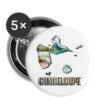 Watercolor Map Guadeloupe - Buttons large 2.2''/56 mm (5-pack) - white - Front