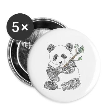 Pandabär - Buttons groß 56 mm (5er Pack) - Weiß - Vorne