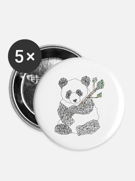 Pandabär - Buttons groß 56 mm (5er Pack) - Weiß