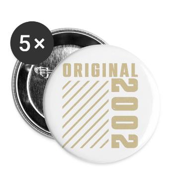 Original 2002 Authentic 2002 Vintage Bursdag - Lot de 5 grands badges (56 mm) - blanc - Devant