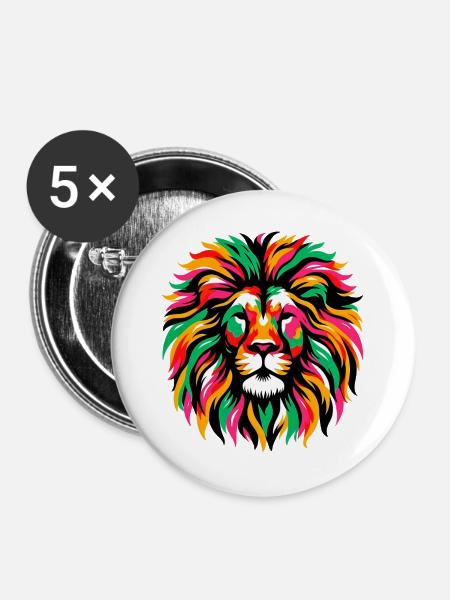 Löwe - Buttons groß 56 mm (5er Pack) - Weiß