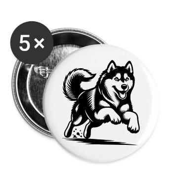 Siberian Husky - Buttons groß 56 mm (5er Pack) - Weiß - Vorne