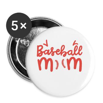 Baseball Mama - Buttons groß 56 mm (5er Pack) - Weiß - Vorne