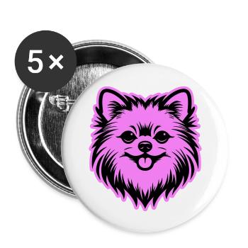 Pomeranian Hund Kopf - Buttons groß 56 mm (5er Pack) - Weiß - Vorne