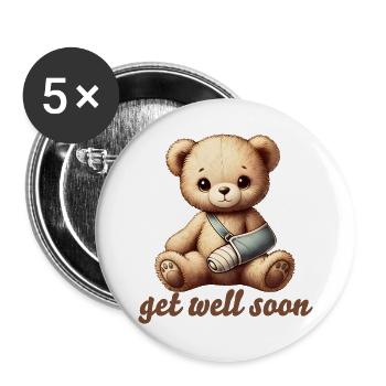 Peluche réconfortante - Teddy apporte du réconfort - Lot de 5 grands badges (56 mm) - blanc - Devant