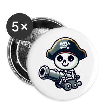 Pirate Skull - Skeleton Treasure - Buttons large 2.2''/56 mm (5-pack) - white - Front
