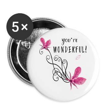 You 're wonderful - Buttons groß 56 mm (5er Pack) - Weiß - Vorne