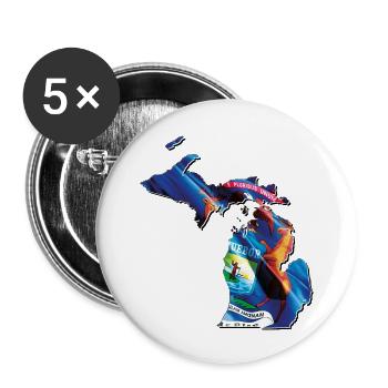 Michigan (United States) | Real Flag | Flag Map - Buttons large 2.2''/56 mm (5-pack) - white - Front