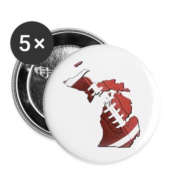 Michigan (USA) | echter Football | Landkarte - Buttons groß 56 mm (5er Pack) - Weiß - Vorne