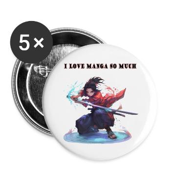 Ich liebe Manga So sehr - Buttons groß 56 mm (5er Pack) - Weiß - Vorne
