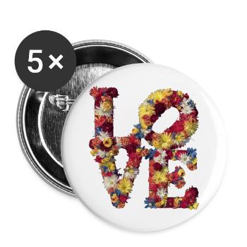 Love Floral Design - Buttons large 2.2''/56 mm (5-pack) - white - Front