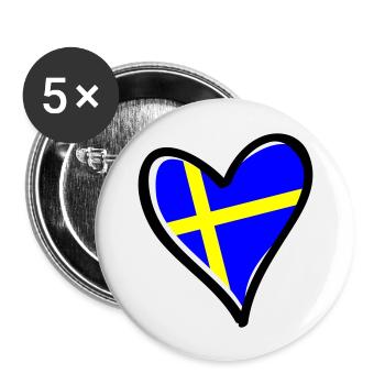 Suède Cœur - Lot de 5 grands badges (56 mm) - blanc - Devant