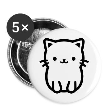Katze - Buttons groß 56 mm (5er Pack) - Weiß - Vorne
