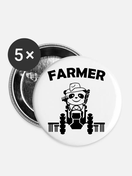 panda farmer - Buttons groß 56 mm (5er Pack) - Weiß